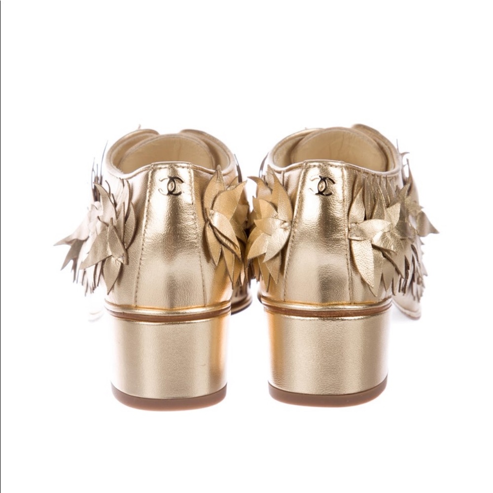 **SOLD**NWT CHANEL Gold Metallic Lace-up Oxfords - Picture 5 of 9